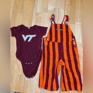 18 month Virginia Tech Baby Onesie and Overalls Set